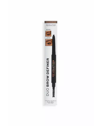 Crayon à sourcils crémeux 2-en-1 avec pinceau Makeup Revolution Duo Brow Definer Medium Brown, 0,2 g, image 5