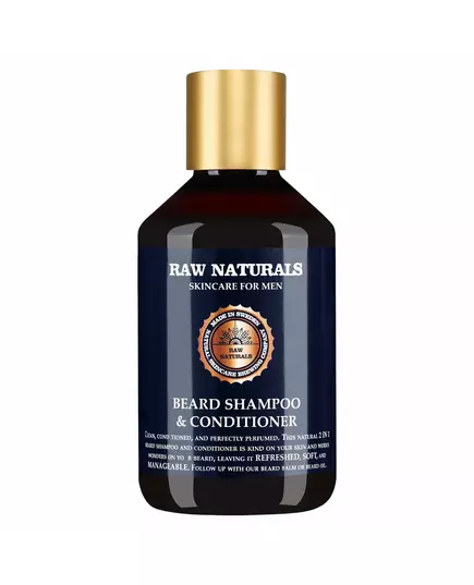 Raw Naturals Beard Shampoo & Conditioner 100% végan Shampooing pour barbe Douceur, 250 ml