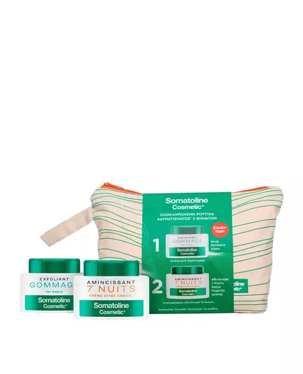 Set Somatoline Cosmetic: 7 Nights Slimming Body Cream Body 250 ml + Gommage Sea Salt Exfoliating Body Scrub 350 g + Somatoline GWP Textile Pouch, 250 ml
