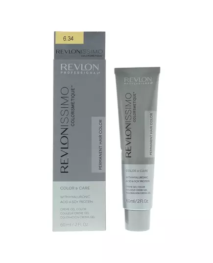 Revlon Revlonissimo Colorsmetique Acide hyaluronique Teinture permanente pour cheveux 6.34 Dark Coppery Gold Blonde, 60 ml
