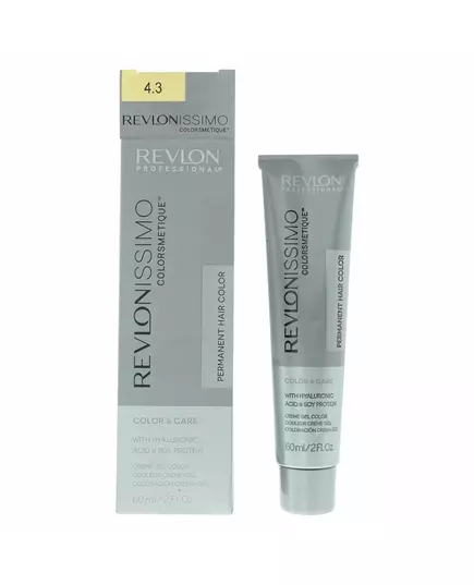 Revlon Revlonissimo Colorsmetique Acide hyaluronique Teinture permanente pour cheveux 4.3 Medium Golden Brown, 60 ml