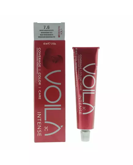 Intercosmo Voila 3C Intense Teinture permanente pour cheveux 7.6 Renaissance Red, 60 ml
