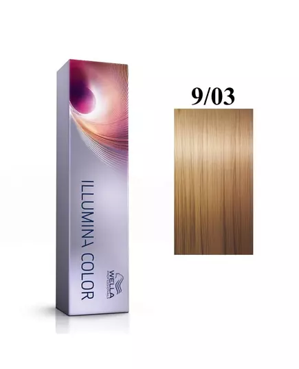 Wella Professionals Illumina Color Teinture permanente pour cheveux 9/03 Bright Blonde Natural Golden, 60 ml