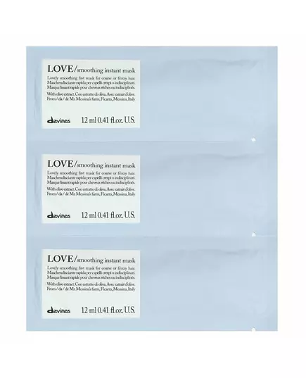 Davines Love Smoothing Haarbehandlungs-Crememaske 12 stk, 12 × 12 ml