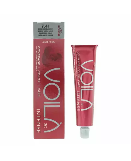 Intercosmo Voila 3C Intense Teinture permanente pour cheveux 7.41 Medium Blonde Amber, 60 ml, image 2