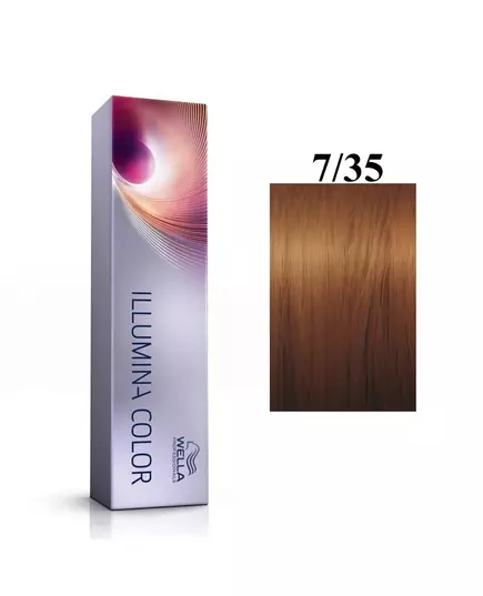 Wella Professionals Illumina Color Permanente Haarfarbe 7/35 Medium Gold Mahogany Blonde, 60 ml