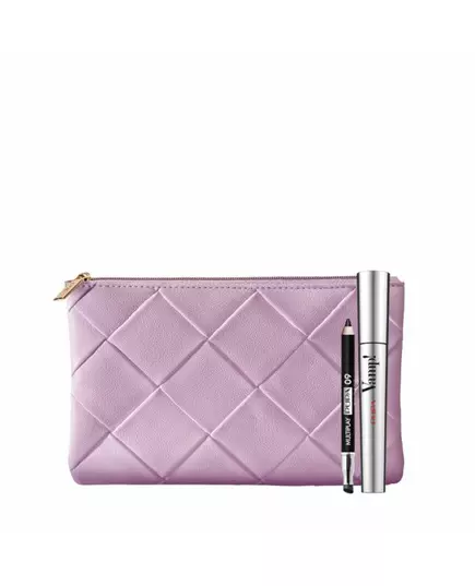 Set Pupa: Multiplay Double-Ended Eyeshadow & Kajal Eyeliner 2-In-1 09 Deep Black 1.2 g + Vamp! Paraben-Free Extra Volume Mascara 100 Black 9 ml + Textile Makeup Bag Pink, 1,2 g