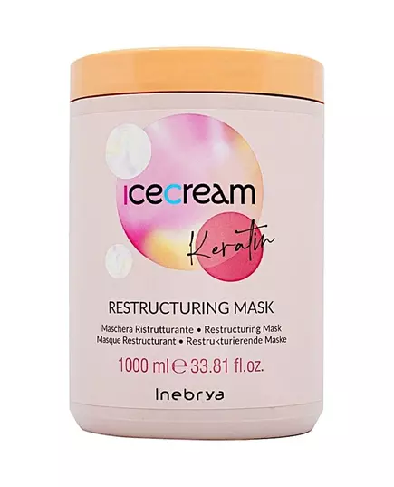Inebrya Ice Cream Keratin Masque crème pour traitement des cheveux Restructuration, 1000 ml