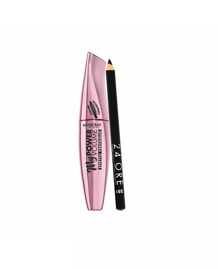 Set Deborah: 24H Extra Gel Pencil Eyeliner Black 1.5 g + My Power Waterproof Volumizing Mascara Black, 1,5 g