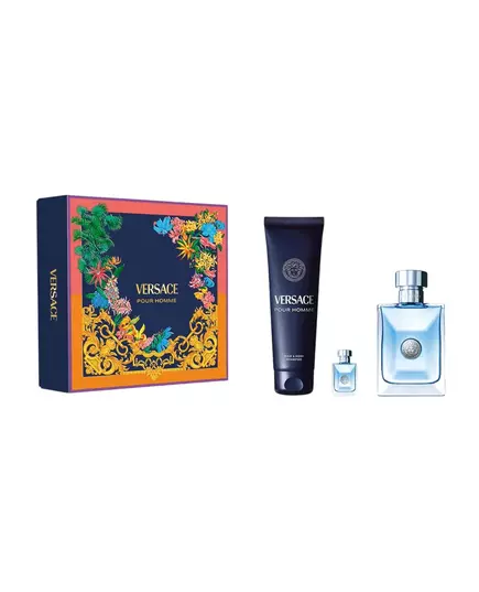 Set Versace: Pour Homme Eau De Toilette For Men 100 ml + Pour Homme Shower Gel For Hair & Body For All Skin Types 150 ml + Pour Homme Eau De Toilette For Men 5 ml *Miniature, 100 ml