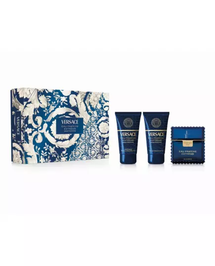 Set Versace: Eau Fraiche Extreme Eau De Parfum For Men 100 ml + Eau Fraiche Extreme Shower Gel 50 ml + Eau Fraiche Extreme Moisturising After-Shave Balm, 100 ml