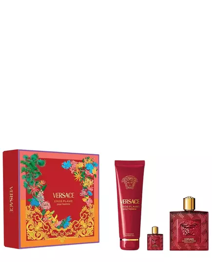 Set Versace: Eros Flame Eau De Parfum For Men 100 ml + Eros Flame Shower Gel 150 ml + Eros Flame Eau De Parfum For Men, 100 ml
