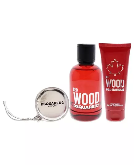 Set Dsquared 2: Red Wood Eau De Toilette For Women 100 ml + Red Wood Shower Gel & Shampoo 2-In-1 100 ml + Dsquared GWP Textile Pouch Silver, 100 ml