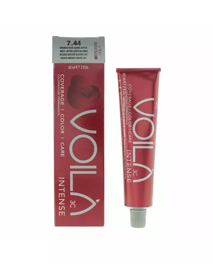 Intercosmo Voila 3C Intense Teinture permanente pour cheveux 7.44 Medium Intense Copper Blonde, 60 ml, image 3