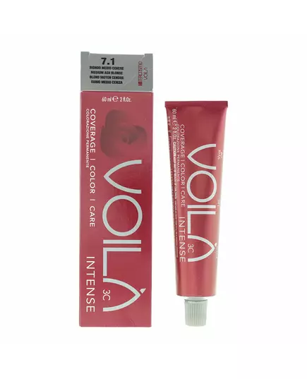 Intercosmo Voila 3C Intense Teinture permanente pour cheveux 7.1 Medium Ash Blonde, 60 ml, image 3