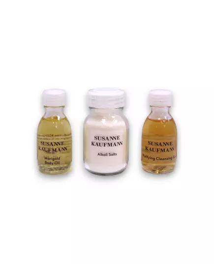Susanne's Home Spa Collection Set Susanne Kaufmann: Face Cleansers Paraben-Free Purifying Cleansing Gel For Face 30 ml + Body Lotions & Creams Sulfates-Free Nourishing Body Butter Day 15 ml + Face Masks & Exfoliators Enzyme Exfoliating Cleanser 15