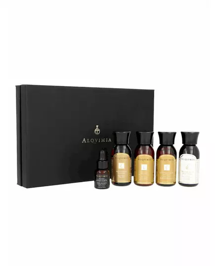 Alqvimia Supreme Beauty & Spa Experience Beruhigungsset: Anti-Stress-Körperöl 30ml + Anti-Stress-Körperelixier 30ml + Anti-Stress-Bade- und Duschgel 30ml + natürlich reines Körperpeeling 30ml + Zubereitung aus ätherischen Ölen Spiritualität 5ml