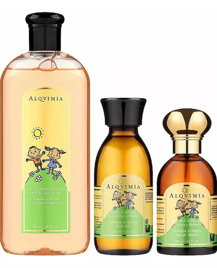 Alqvimia Coffre pour nourrissons et bébés : gel de bain 400ml + huile corporelle 150ml + eau de Cologne 100ml